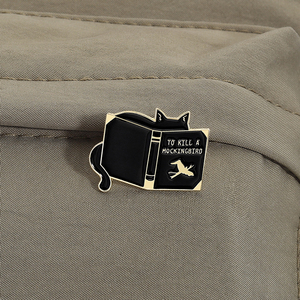 Pour tuer un oiseau moqueur inspiré émail broche chat noir livre thème broche revers Badge Animal bijoux cadeau en gros - Product Image 3