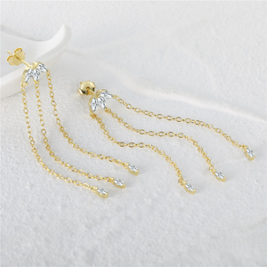 Pendientes de Aro Modernos con Borla Larga de Plata de Ley S925 con Estrella de Ocho Puntas para Mujer - Product Image 4