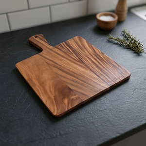 Planche à découper multifonctionnelle en bois d'acacia et de teck écologique, fabriquée à la main, rectangulaire, épaisseur 2,0 cm, antidérapante, pour servir la pizza et les fromages - Product Image 1