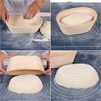 Lot de 3 paniers ovales en rotin 100 % naturel faits à la main pour la levée du pain au levain, écologiques, pour la cuisine domestique, compatibles four