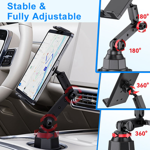 <span class=keywords><strong>Support</strong></span> de <span class=keywords><strong>tablette</strong></span> et porte-gobelet de voiture 2-en-1 portable en ABS, réglable en hauteur, extensible, rotation à 360°, stable pour iPad et téléphone – Vente directe usine - Product Image 3