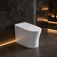 Toilette intelligente avec réservoir intégré, fonctionnement sans pression d'eau, couvercle à capteur automatique, chauffage instantané, bidet, séchage à air chaud, télécommande, siphon en P