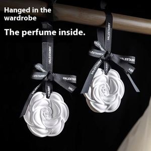 Long-Lasting Fragrance Car Air Freshener Ceramic Flower Solid Hanging Ornament Aromatherapy Tablets Pendant Wardrobe - Product Image 2
