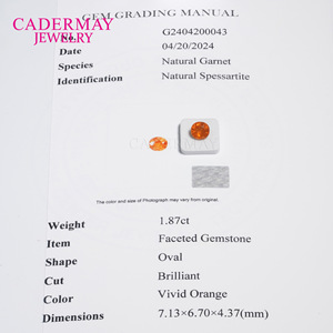 Natural Spessartite Garnet Oval Faceted 1.87ct Vivid Orange Loose Stone for Jewelry Making - Product Image 1