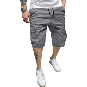 2025 hommes décontracté coton sergé Cargo Shorts 5 pouces entrejambe genou longueur basket-ball Compression Shorts 2-en-1 Logos plaine teint - Product Image 1