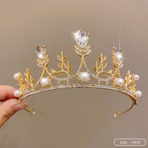 Kızlar prenses düğün Tiaras doğum günü bantlar Rhinestone taç saç aksesuarları balo gelin Tiara alaşım malzeme toptan - Product Image 4