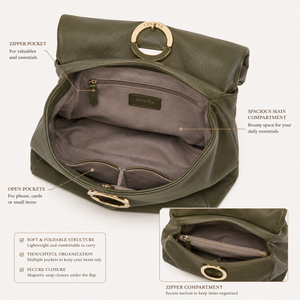 Bolso de Mano Gorfia Clásico Minimalista de Cuero Genuino Suave con Asa Plegable, Hebilla Circular de Metal, Elegante Bolso para el Trabajo, Multicolor - Product Image 6