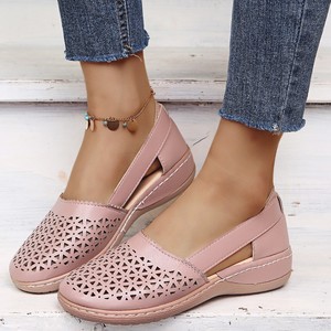 Sandales <span class=keywords><strong>compensées</strong></span> décontractées pour femmes, grande taille, en polyuréthane, style espadrille, à bout ouvert, design ajouré, couleur unie, collection été 2026, en stock transfrontalier - Product Image 2
