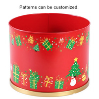 2025 boîte d'emballage cadeau cylindrique en métal rouge personnalisé avec couvercles estampage en or pour décor de jardin de noël et cadeaux