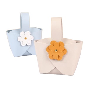 Small Faux Leather <b>Wedding</b> Candy Hand <b>Bag</b> <b>Gift</b> Box with Button Elegant Leather Candy Basket for <b>Weddings</b> - Product Image 1