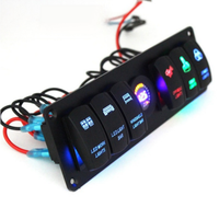 Panneau de commutation à bascule Yuhe 6 gangs - 12V/24V IP65 de qualité marine - Bloc de commutateurs à bascule avec disjoncteurs (réglage LED rétroéclairé, étanche, en acier inoxydable)