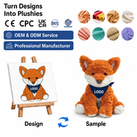 Bandana brodée avec logo personnalisé, renard en peluche mignon et moelleux, mascotte de marque, cadeau promotionnel, jouet