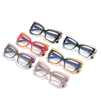 Montures de lunettes anti-lumière bleue TR90 avec logo personnalisé à la mode Lunettes pour ordinateur œil de chat colorées pour femmes