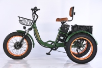 Triciclo Eléctrico de 3 Ruedas con Llantas Gruesas de 20 Pulgadas, Triciclo de Carga, Batería de Litio de 48V, Motor sin Escobillas de 500W, Cestas Plegables para Adultos