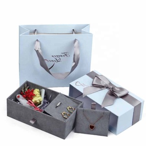 custom small blue unique jewellery bag with box rectangle necklace ring cardboard boxes for packiging jewelry