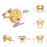 Acier inoxydable avec imitation perle empilable coquille/papillon anneaux pour femmes à la mode dame bague 2025 mode bijoux cadeau