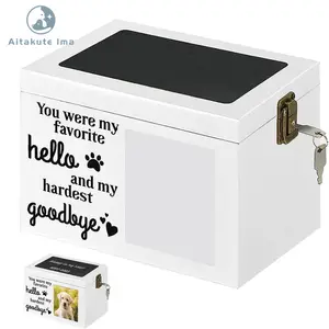 Gỗ lưu niệm mèo con chó tro hỏa Táng urns Pet memorial urn với khung ảnh