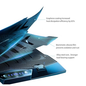 Smonama máy tính xách tay làm mát pad có thể điều chỉnh máy tính xách tay đứng với điện thoại di động đứng chủ 8 Quạt làm mát và cổng USB - Product Image 6