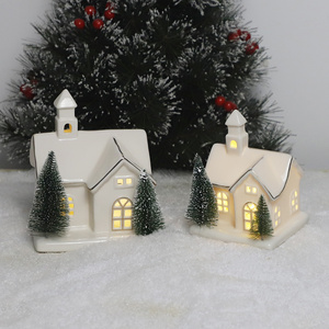 Fast Delivery <strong>Lowes</strong> White Porcelain <strong>Village</strong> House Led Lighted <strong>Christmas</strong> Ceramic Houses - Product Image 1
