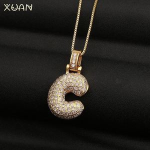 Collana Personalizzata con Iniziale Alfabetica 3D in Acciaio Inossidabile con Design a <span class=keywords><strong>Lettera</strong></span> a Bolla e Zirconi Cubici Effetto Ghiaccio - Product Image 5