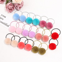 Usine personnalisable mignon bébé fille cheveux accessoires à la main pompon boule coloré caoutchouc bandeau élastiques enfants doux fête