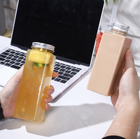 Bouteille de boisson carrée en plastique PET transparente vide Offre Spéciale de 500ml pour jus avec couvercle en aluminium