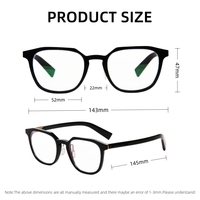 Montura de Gafas Ópticas Cuadradas de Acetato Negro de Alta Calidad con Detalles Metálicos, Diseño Moderno y Versátil, Cómodas, Unisex, para Todo Tipo de Rostro