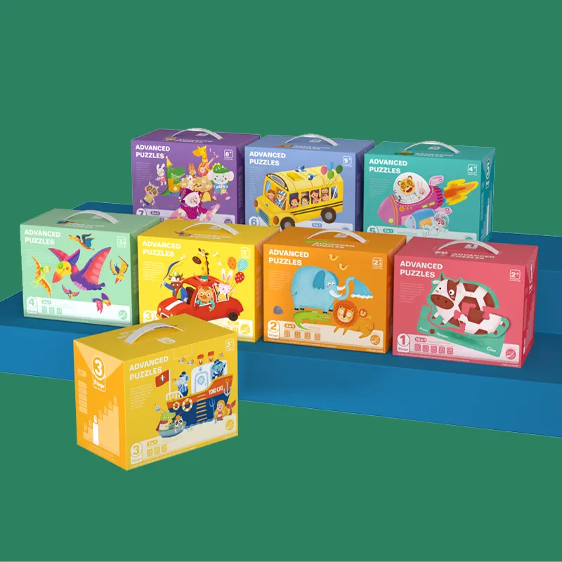 Высококачественная подарочная коробка, игра-головоломка с движениями, животными, космосом и динозаврами, развивающая игрушка, Забавный картонный пазл для детей