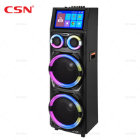 CSN-X212A Prix de gros usine Enceinte de fête Android à double écran tactile de 12 pouces avec anneau lumineux RGB, YouTube, Karaoké, TWS, OEM, ODM