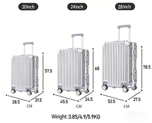 <span class=keywords><strong>Valigia</strong></span> da Viaggio Grande <span class=keywords><strong>con</strong></span> <span class=keywords><strong>Ruote</strong></span> Spinner Personalizzate, Bagaglio Resistente in Acciaio Inossidabile, Asta in ABS PC, Telaio in Alluminio, Trolley di Lusso - Product Image 2