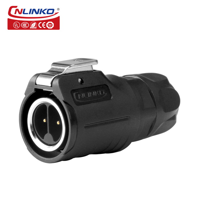 CNLINKO Waterproof Electrical Plug Socket 2Pin IP68 Wire Cable 12V Connector 2 Pin Push Pull Industrial Connector