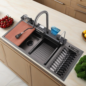 Thông minh bồn rửa nhà bếp với hiển thị kỹ thuật số đôi bát đen hiện đại thép không gỉ Thác đa chức năng Đàn Piano Bồn Rửa Nhà Bếp - Product Image 2