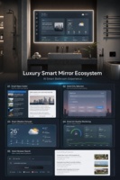 Espejo de Baño Inteligente con Pantalla LED Android, 2G 16G de Memoria, Montaje en Pared, Botón Táctil Único, Control Remoto Ecológico, IA
