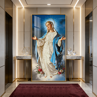 Lampe LED d'entrée de luxe, Décoration murale, Peinture DIY en porcelaine de cristal de la Vierge Marie, Art mural en gros