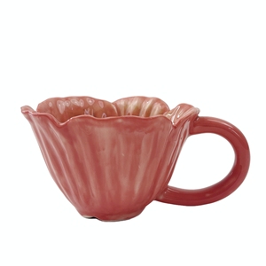 Juego de Taza y Platillo de Cerámica con Forma de Flor en Degradado Rosa Pastel, Superventas y Creativo |   Floral Bonito - Product Image 3