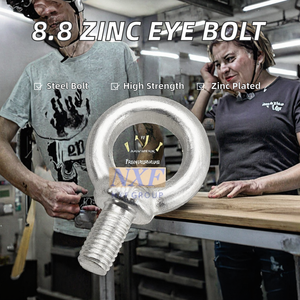 Bullone a Occhio con <span class=keywords><strong>Testa</strong></span> <span class=keywords><strong>Esagonale</strong></span> Liscia in Acciaio Inox Grado 8.8, Dimensione Filettatura M8 con 2 Dadi DIN444 - Product Image 2