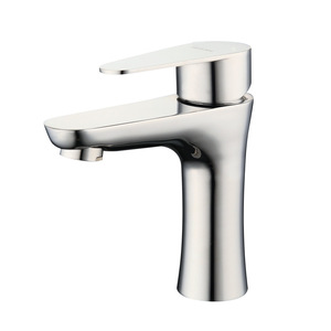 Stainless Steel Single Handle Basin Faucet 1.5gpm Deck Mounted Ceramic Valve Core Single Hole - Product Image 1