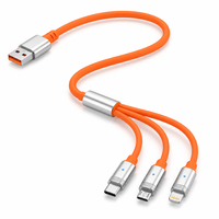 Kabel Pengisi Daya 3 in 1 Grosir Multi USB Type C Micro USB USB-A Kabel Data Silikon Pengisian Cepat untuk Ponsel Tablet