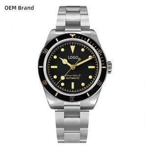 Oem Dom Custom Logo Retro Sub Diver <b>Automatic</b> Watch, Sapphire Luminous Ar Coating Bidirectional Ceramic Bezel Men's Watch - Product Image 2