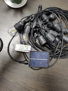 야외 방수 E27 E26 10m10LED S14 전구 리모컨 태양광 전원 스트링 라이트 크리스마스 파티 장식용 파티오 마당 - Product Image 2