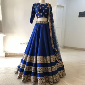 En güzel mavi renk son tasarımcı parti düğün kıyafeti hint lehenga choli kadın için royal ihracat giyim