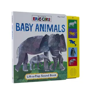Máquina de aprendizagem de livro de som para bebês e crianças, com animais adoráveis
