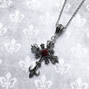 Grand Collier Croix Chrétienne <span class=keywords><strong>Baroque</strong></span> Crucifix Unisexe Couleur Argent Cristaux Gothique Bijoux de Pâques pour le Ramadan - Product Image 6