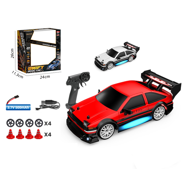 High-quality 1:24 Scale Drift Car AE86 4-Channel Remote Control Car Model USB Cable Red White 30M Range Ready-to-Go