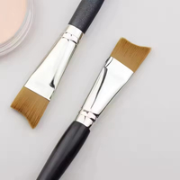 Pinceau de maquillage professionnel pour fond de teint, brun, luxueux, portable, dense, angulaire, avec logo personnalisé, marque privée