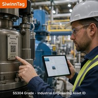 Etiquetas de Identificación de Activos Industriales SS304/316L SiwinnTag de Grado de Ingeniería, Grabadas con Láser con Código QR, Resistentes a la Corrosión 720h+ -40C