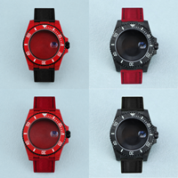 Boîtier de montre de plongée personnalisé en fibre de carbone, modèle CF-002, 40,5x48x13mm, verre saphir, compatible avec le mouvement 3135, bracelet en nylon, pièces de montre