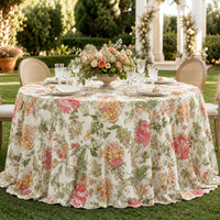 Nappe de table ronde en polyester à motif floral personnalisé pour événements extérieurs et location de fêtes – Vente en gros