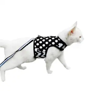탈출 고양이 하네스 조절 가능한 고양이 산책 재킷 귀여운 세련된 패딩 고양이 조끼 끈