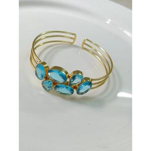 New Arrival 18K Gold Plated Natural Stone Trendy Cuff Bangles for Women Accessories Handmade Bulk Product Party - Product Image 1